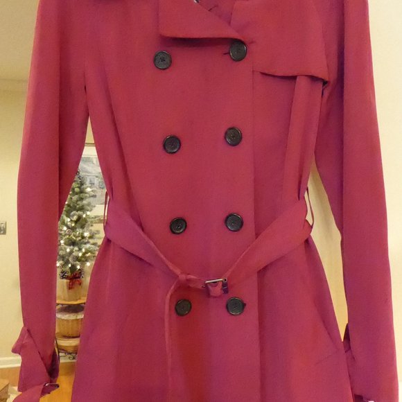 LK Bennett Light Weight Raspberry Pink Double Breasted Trench Coat USA Size 4 - Picture 15 of 15